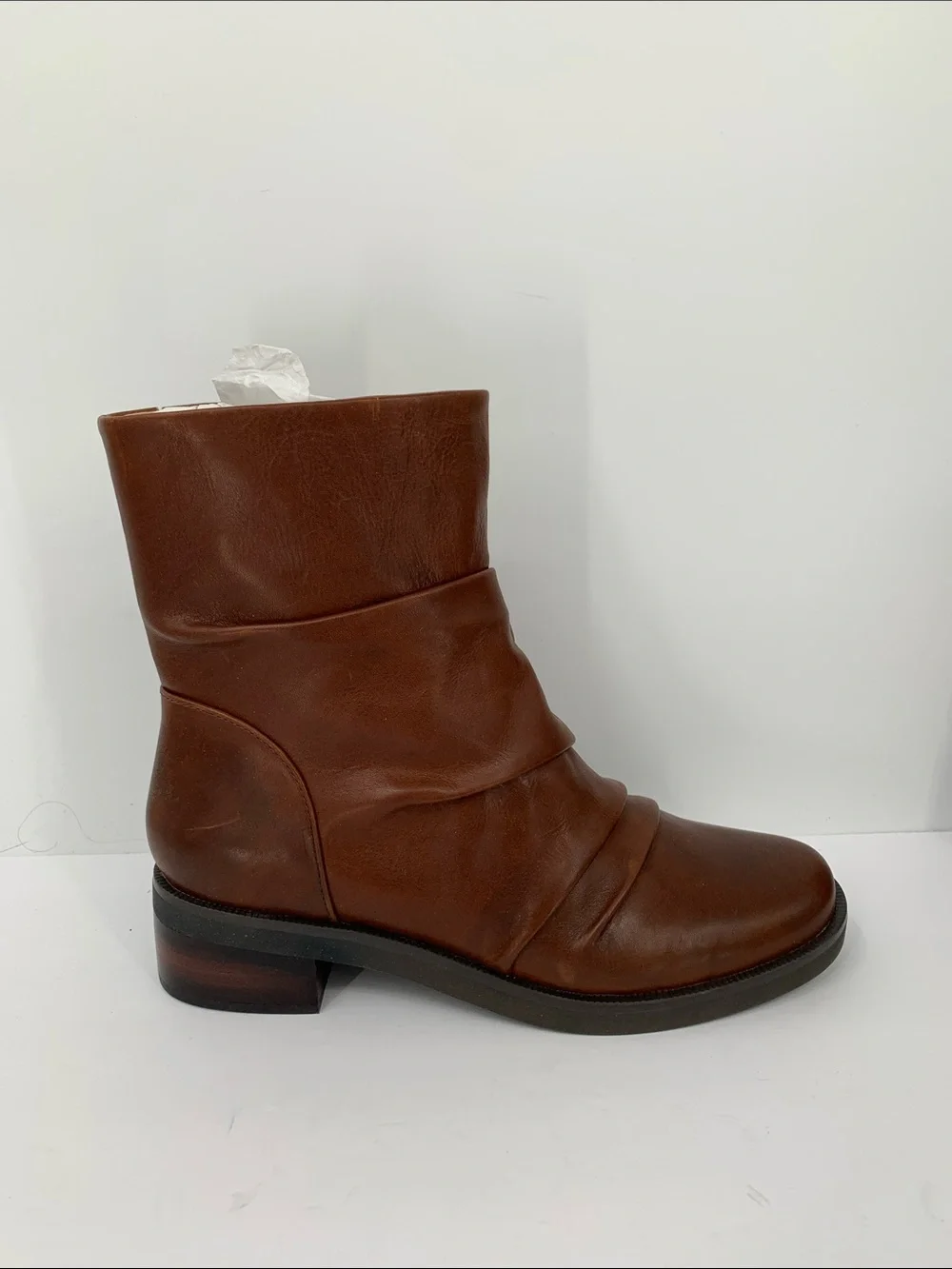 Abeo Traverse scrunch short boots ankle brown leather comfort zipper women 10